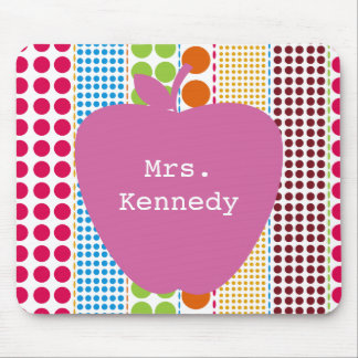 Boho Dots Pink Apple Teacher Mouse Pad