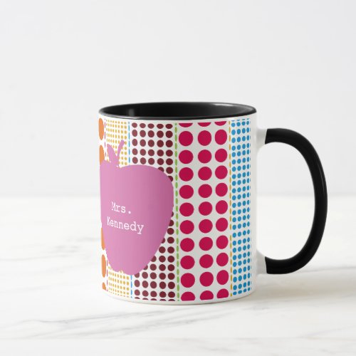 Boho Dots Pink Apple Teacher Mug