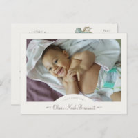 Boho Dragon Photo Birth Announcement Postcard