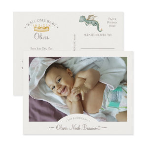 Boho Dragon Photo Birth Announcement Postcard