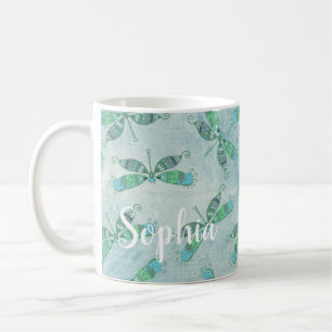 Boho Dragonflies in Blue Coffee Mug