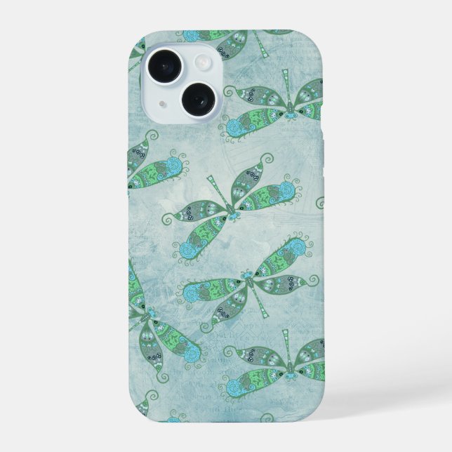 Boho Dragonflies in Blue Iphone Case (Back)