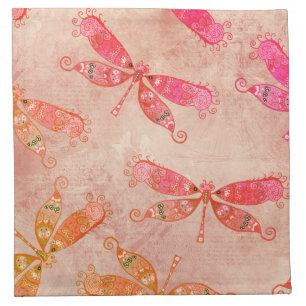 Boho Dragonflies in Pink Cloth Napkin