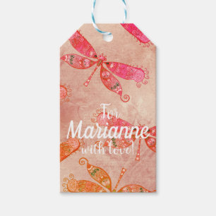 Boho Dragonflies in Pink Gift Tags