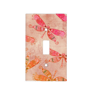 Boho Dragonflies in Pink Light Switch Cover