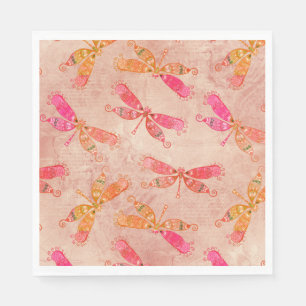 Boho Dragonflies in Pink Napkins