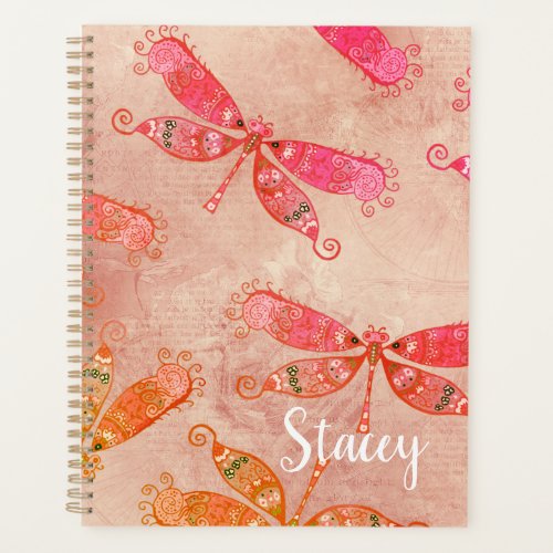 Boho Dragonflies in Pink Planner