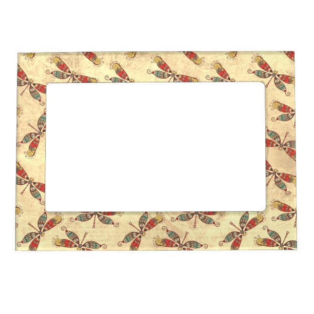 Boho Dragonflies in Sepia Magnetic Frame (Front)