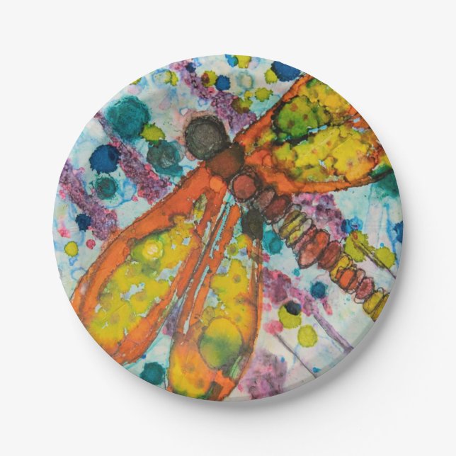 Boho DragonFly Design Paper Plates (Front)