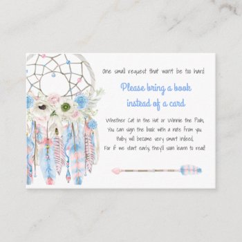 Boho Dream Catcher Baby Shower Book Request Enclosure Card by nawnibelles at Zazzle