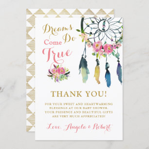 Boho Dream Catcher Baby Shower Thank You Card
