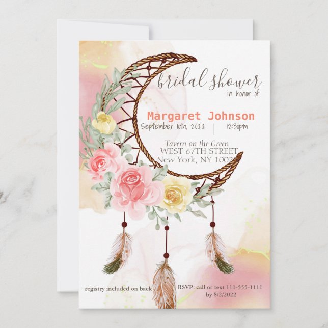 Boho Dream Catcher Bridal Shower invitation (Front)