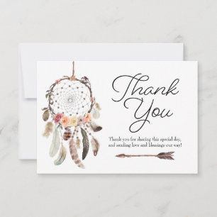 Boho Dream Catcher Dusky Thank You Card