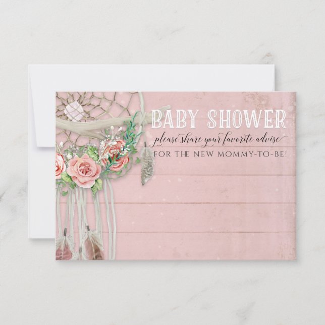 BOHO Dream Catcher Feather Baby Shower Advise Invitation (Front)