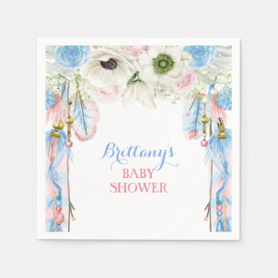 Boho Dream Catcher Feather Tribal Pink & Blue Napkins