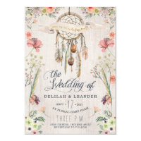 Boho Dream Catcher Floral Wedding Invitation