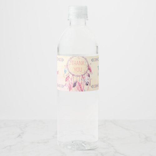 Boho Dream Catcher Party Favor and Decor Water Bottle Label