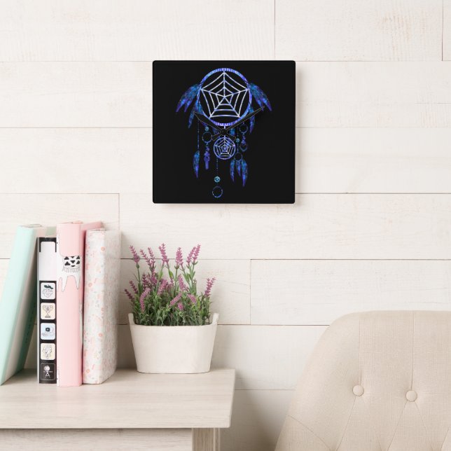 Boho Dream Catcher Square Wall Clock (Reading Room)