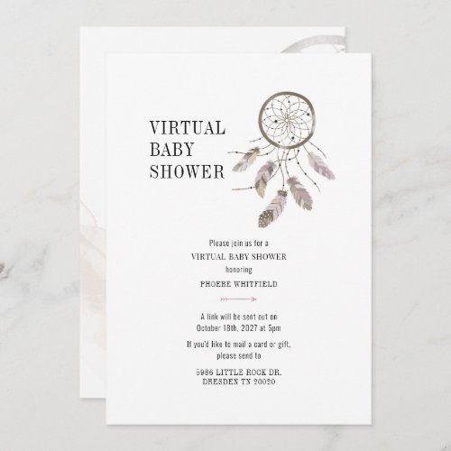 Boho Dream Catcher Virtual Baby Shower Invitation