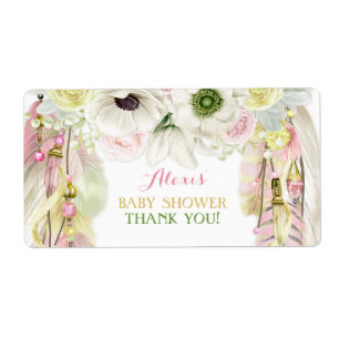 Boho Dream Catcher Water Bottle Gift Thank You Label