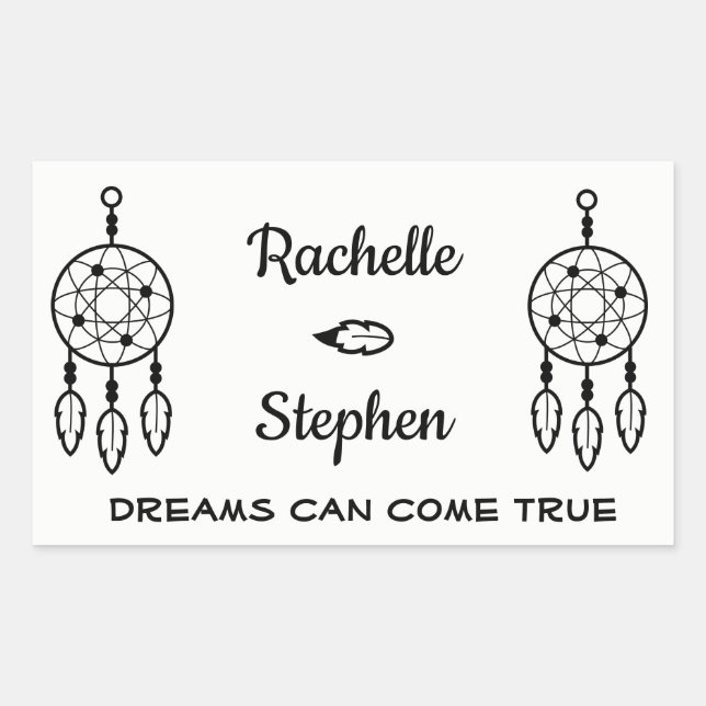Boho  Dream Catcher Wedding Engagement Rectangular Sticker (Front)