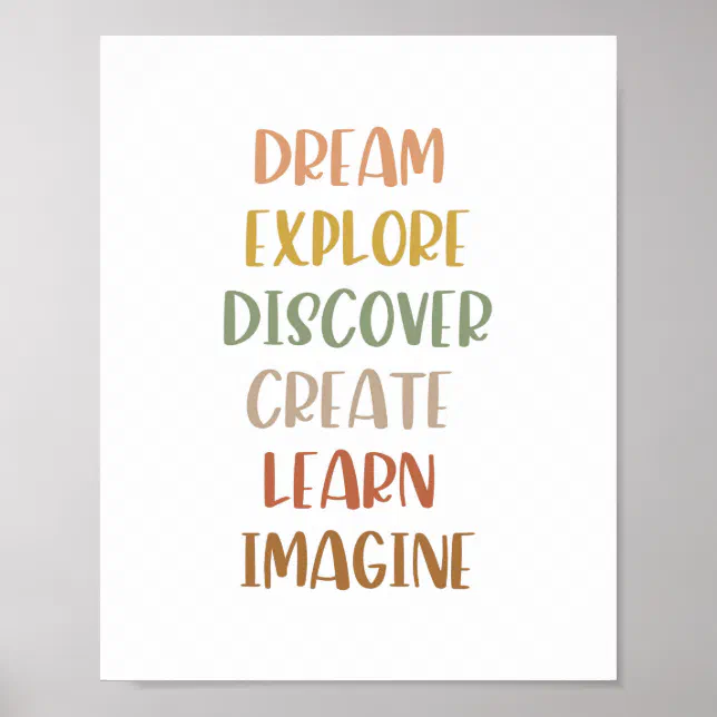 Boho Dream Explore Discover Create Learn Poster | Zazzle