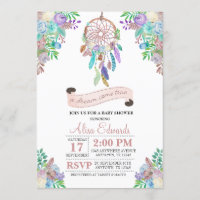 Boho Dreamcatcher Baby Shower Invitation