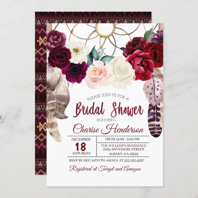 Boho Dreamcatcher Bridal Shower Invitation Zazzle
