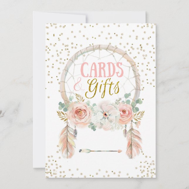 Boho Dreamcatcher Cards Gifts Sign 5x7" (Front)