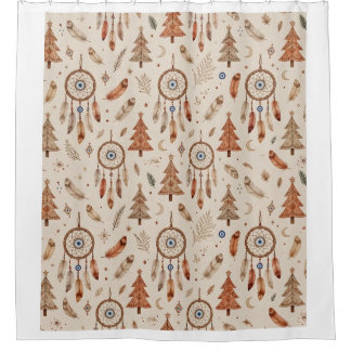 Boho Dreamcatcher Christmas Shower Curtain Rustic