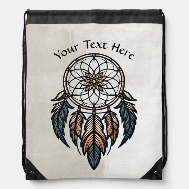 Boho dreamcatcher drawstring bag (Front)