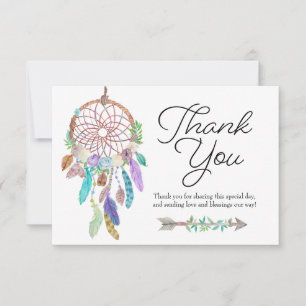 Boho Dreamcatcher Dusky Thank You Card