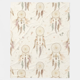 Boho Dreamcatcher Fleece Blanket Ethereal
