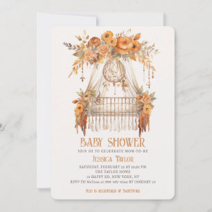 Boho Dreamcatcher Floral Girl Cot Baby Shower Invitation