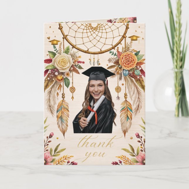 boho dreamcatcher Graduation Thank You Card (Front)