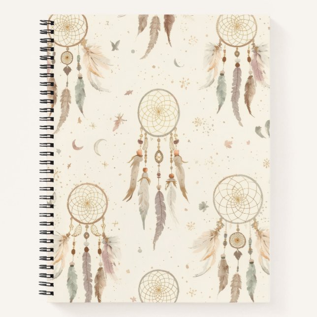 Boho Dreamcatcher Journal | Ethereal Feathers (Front)