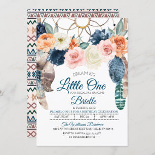 Boho Dreamcatcher Little One Birthday Invitation