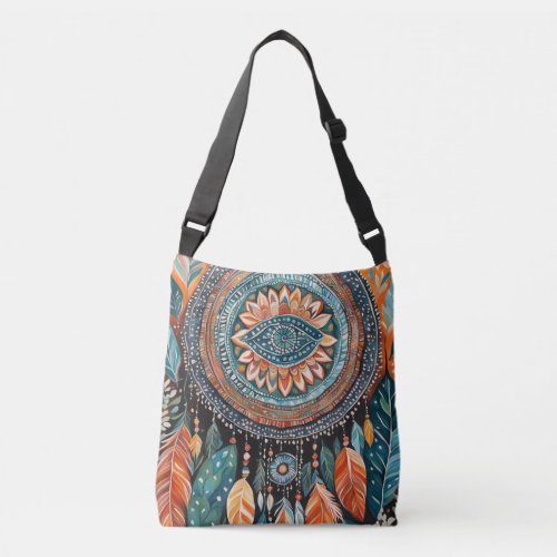 Boho Dreamcatcher Spiritual Cute Eye Art Feathers Crossbody Bag