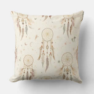  Boho Dreamcatcher Throw Pillow   Ethereal Feather