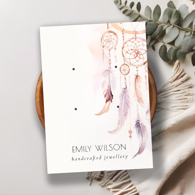 Boho Dreamcatcher Watercolor 2 Earring Display Business Card (Creator Uploaded)