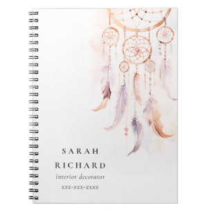 Boho Dreamcatcher Watercolor Lilac Blush Peach Notebook