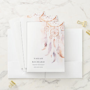 Boho Dreamcatcher Watercolor Lilac Blush Peach Pocket Folder