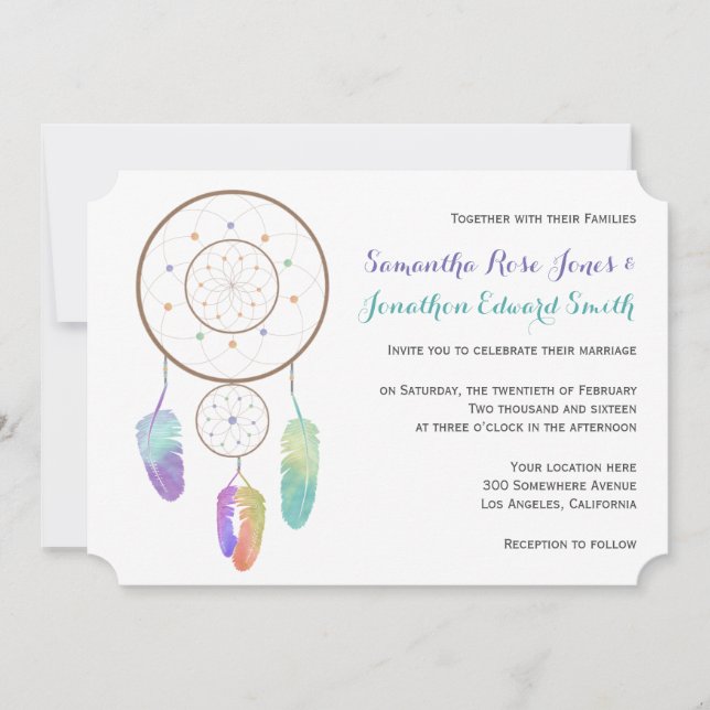 Boho Dreamcatcher Wedding Invitation (Front)