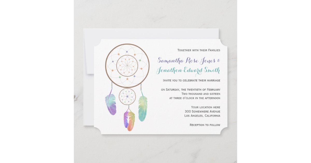 Boho Dreamcatcher Wedding Invitation Zazzle