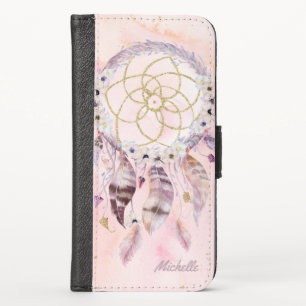Boho Dreamcatcher with Name iPhone X Wallet Case