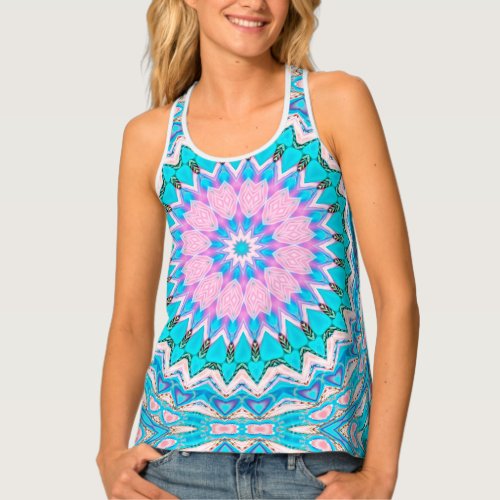 Boho Dreamin Aqua Pink Womens Tank Top