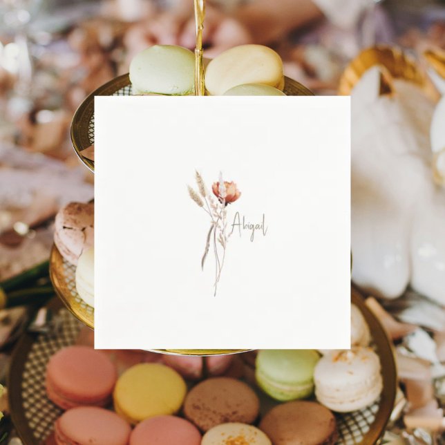 Boho Dried Botanical Shower Personalized Napkins (Creator Uploaded)