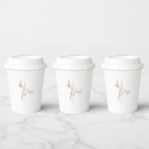 Boho Dried Botanical Shower Personalized Paper Cups
