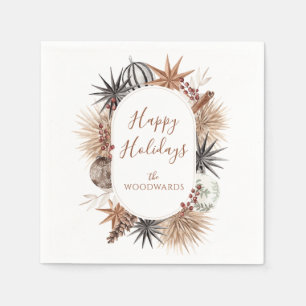 Boho Dried Botanicals Holiday Party Napkins