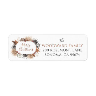 Boho Dried Botanicals Holiday Return Address Label